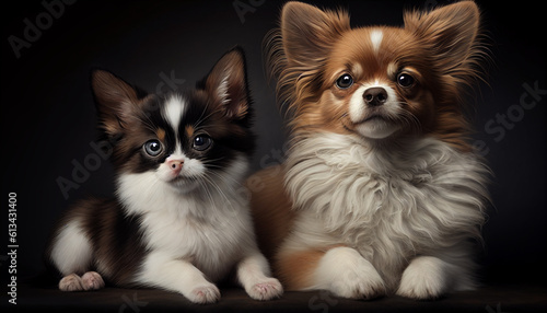 Group of puppies, Beautiful pet photo of two little dogs, Generative AI © drizzlingstarsstudio