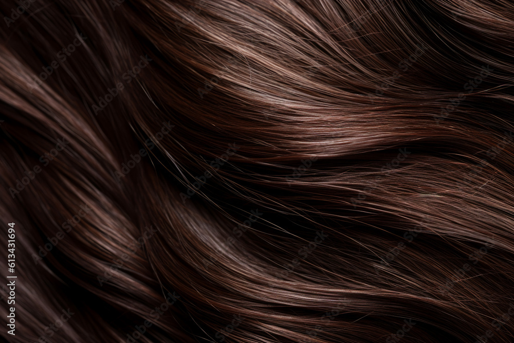 close up texture of beautiful shiny brown hair created with AI generative tools close up texture of beautiful shiny brown hair created with AI generative tools