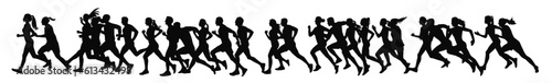 Running men and women silhouette 
