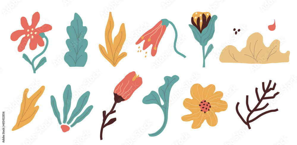 Simple abstract hand drawing of various shapes, patterns. Nature botanical flowers, leaves, objects, modern fashion elements. for print, banner, card, social networks. vector art illustration. Simple abstract hand drawing of various shapes, patterns. Nature botanical flowers, leaves, objects, modern fashion elements. for print, banner, card, social networks. vector art illustration.