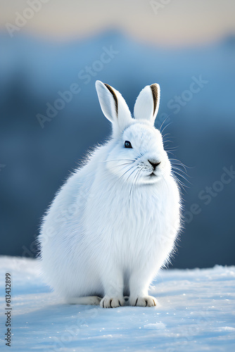 A White Bunny in a Snowy Landscape