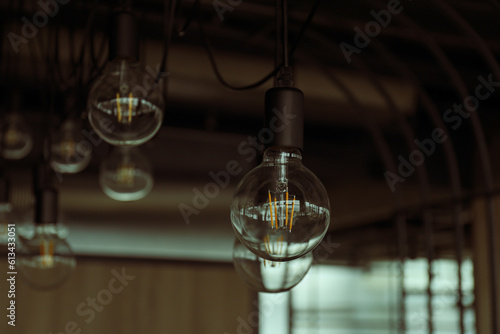 Edison lamp in the loft style in the office, coworking space