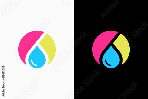 water drop printers Vector Logo Premium