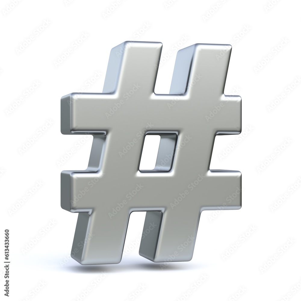 Fototapeta premium Steel hashtag sign 3D