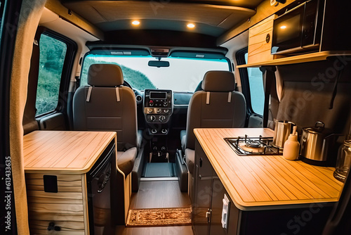 unique diy van build, camper van, van life. Ai generative © ZoomTeam