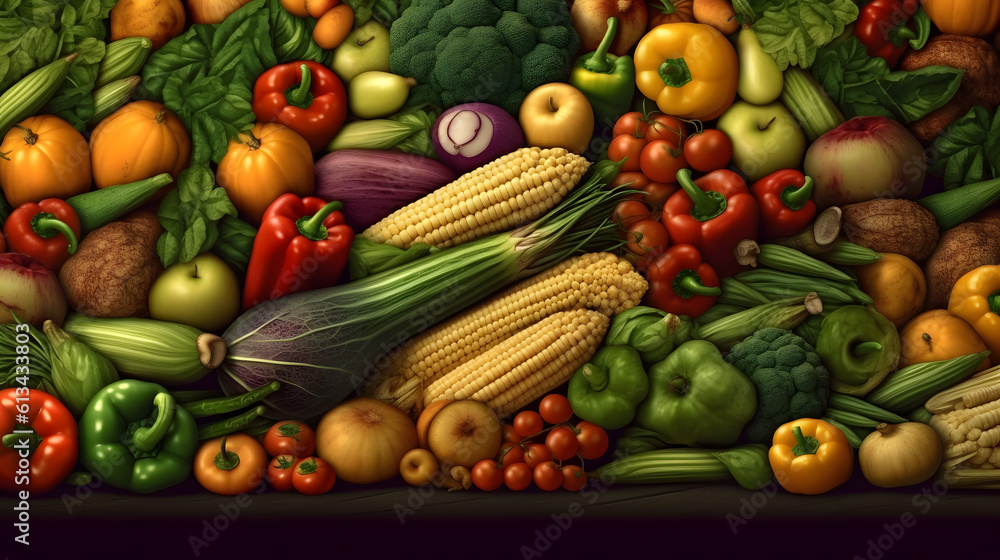 Pile of vegetables background.