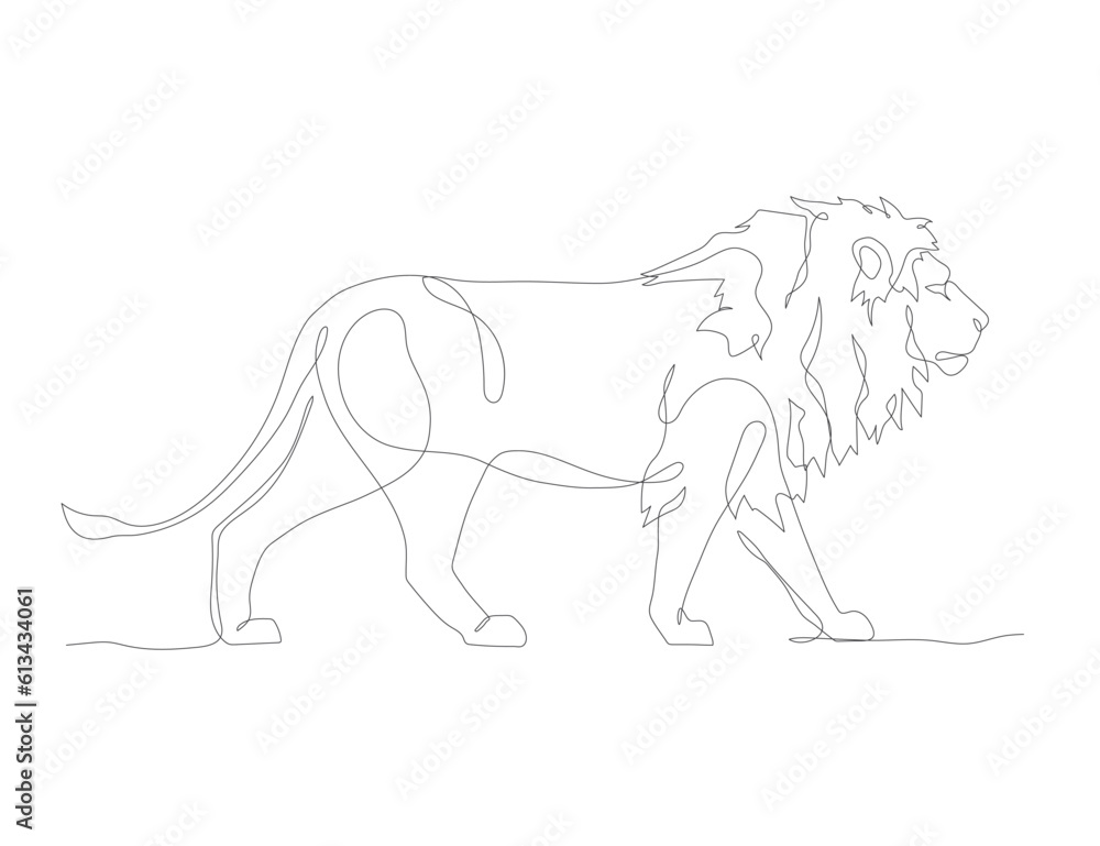 Fototapeta premium Lion line art. Lion abstract concept icon. Lion linear decorative design. Lion symbol. Lion continuous line drawing vector illustration. Vector illustration