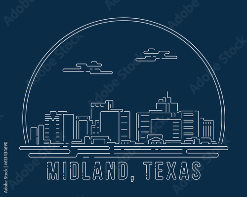 Papier peint Midland, Texas - Cityscape with white abstract line corner curve modern style on