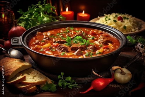 Premium and delicious goulash cuisine displayed on a table