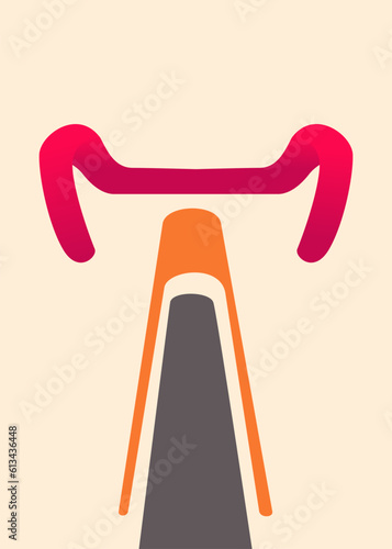 handle bar seen from below. cycling event poster. minimalism abstract style vector illustration