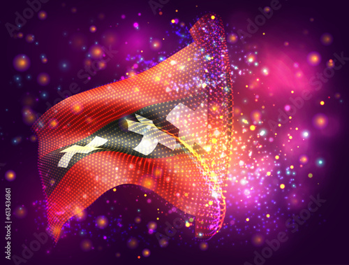 Amsterdam, vector 3d flag on pink purple background with lighting and flares