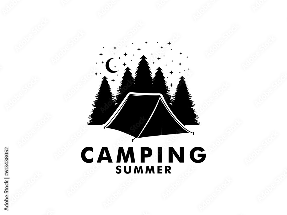 Camp Logo design, Tent Camping logo vector template