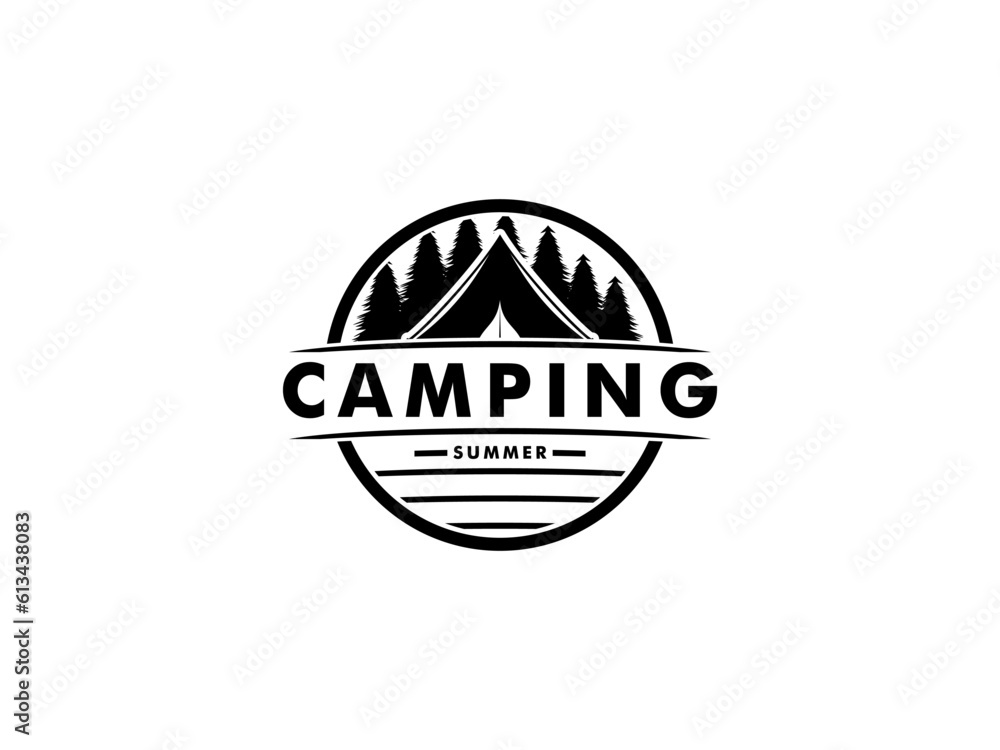 Obraz premium Camp Logo design, Tent Camping logo vector template
