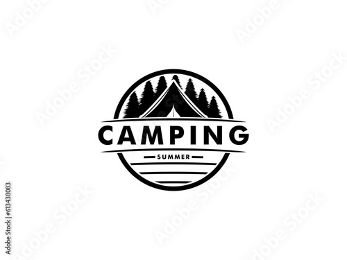 Camp Logo design, Tent Camping logo vector template