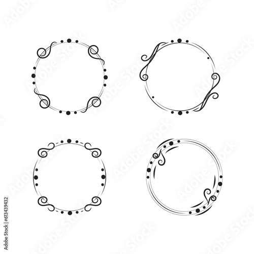 Artistic floral round frame flat design art decoration vector illustration.