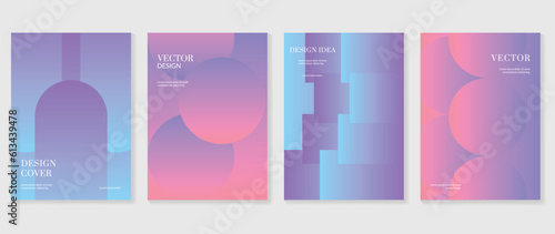 Gradient design background cover set. Abstract gradient graphic with geometric shapes, circles, squares. Futuristic business cards collection illustration for flyer, brochure, invitation, media.