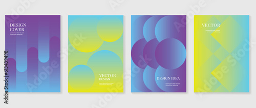 Gradient design background cover set. Abstract gradient graphic with geometric shapes, circles, squares. Futuristic business cards collection illustration for flyer, brochure, invitation, media. © TWINS DESIGN STUDIO