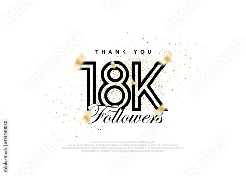 Black 18k followers number. achievement celebration vector.