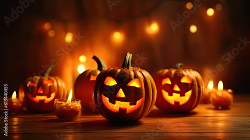 Halloween design with pumpkins. Horrible symbol of Halloween. ai generative © ZoomTeam
