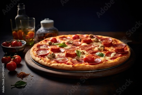 Freshly baked Italian pizza, premium