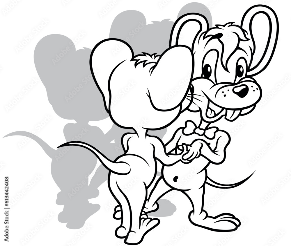 Drawing of a Two Dancing Amorous Mouses Drawing of a Two Dancing Amorous Mouses