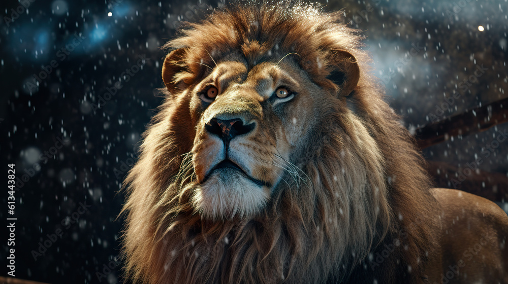 Naklejka premium Lion closeup in the nature