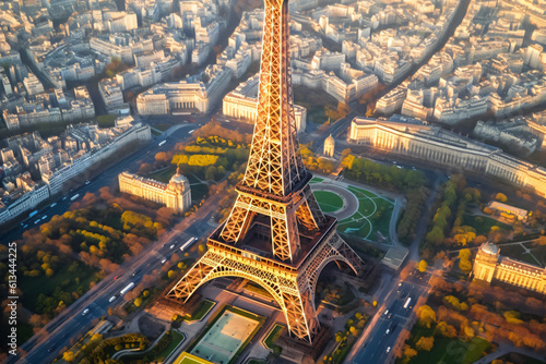 The Eiffel Tower France top view in the morning