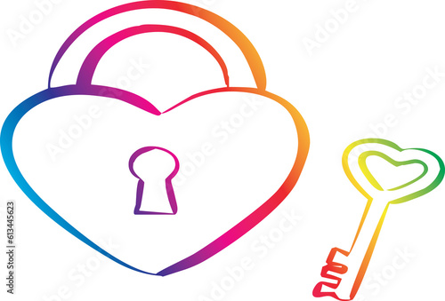 key rainbow png key in heart shape