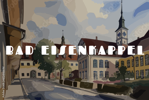 Bad Eisenkappel: Beautiful painting of an Austrian village with the name Bad Eisenkappel in Kärnten photo