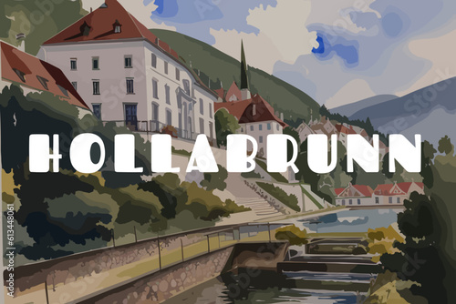 Hollabrunn: Beautiful painting of an Austrian village with the name Hollabrunn in Niederösterreich photo