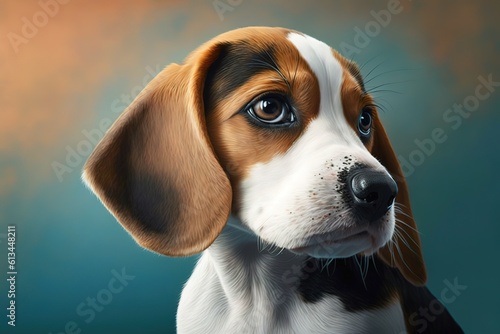 Adorable Beagle dog on color background, hyperrealism, photorealism, photorealistic
