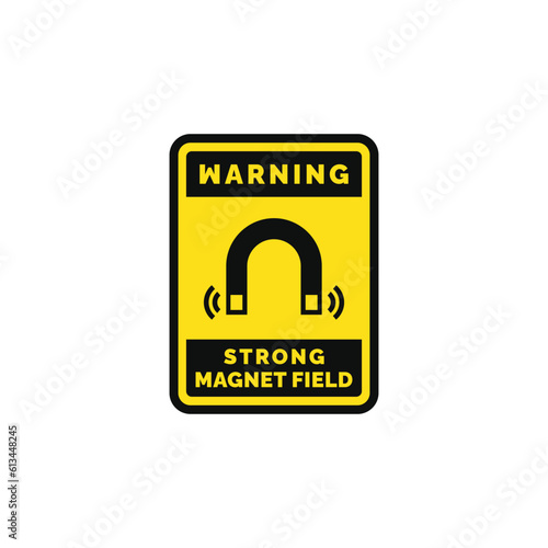 Strong magnetic field caution warning symbol design vector