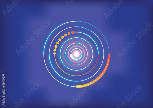futuristic sci-fi glowing HUD element. abstract engineer hi-tech background. data computer of head-up display interface. virtual reality technology innovation screen