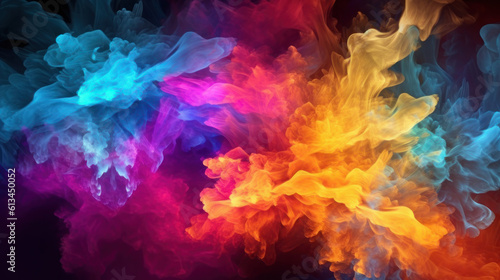 Neon clouds, coloured smoke, wallpaper, generative AI