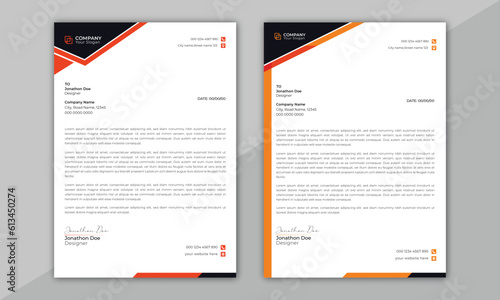 Abstract Corporate Business Style Letterhead Design Vector Template. Clean and professional corporate company
business letterhead template design with color variation bundle. Letterhead design
