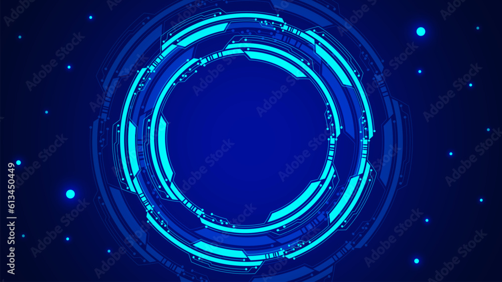 Obraz premium Futuristic glowing HUD background for technology. Big data visualization and virtual reality technology screen.