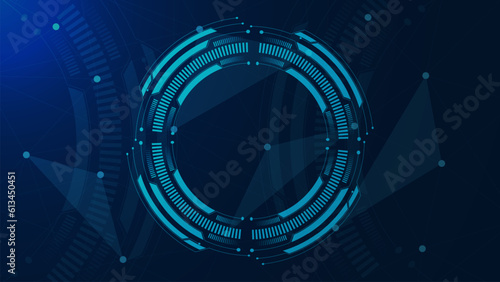 Futuristic glowing HUD background with connecting dots and lines for technology concept. Big data visualization and virtual reality technology screen.