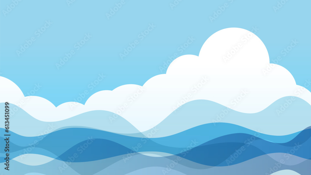 海と青空と雲の風景のベクター画像 海と青空と雲の風景のベクター画像