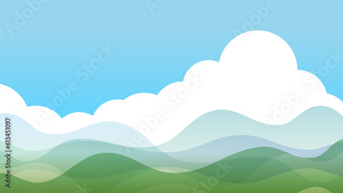 夏の青空と山の風景のベクター画像