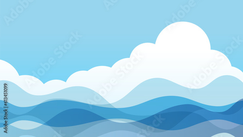 海と青空と雲の風景のベクター画像