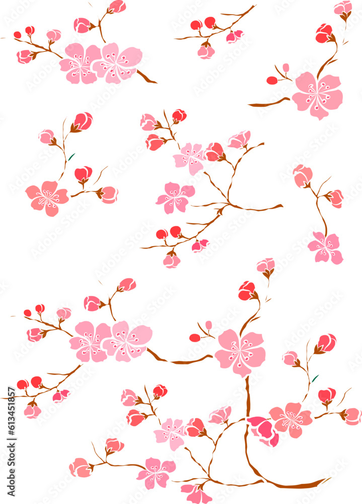 Free hand Sakura flower vector set, Beautiful line art Peach blossom isolate on white background.Cherry blossom illustration set.Element for weding card or printing on backdrop. Free hand Sakura flower vector set, Beautiful line art Peach blossom isolate on white background.Cherry blossom illustration set.Element for weding card or printing on backdrop.