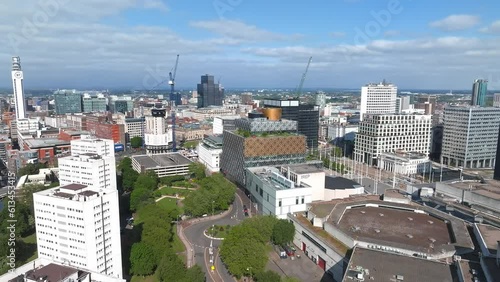 Aerial view of the library of Birmingham, Baskerville House, Centenary Square, Birmingham, West Midlands, England, United Kingdom. photo