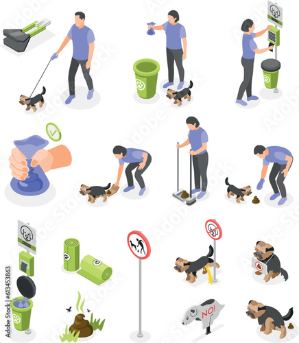 People Cleaning After Dogs Set