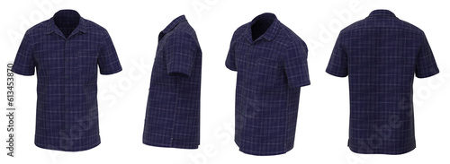 Fotografie Plaid Man Shirt Short Sleeve. Isolated Button-down shirt