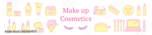 Cosmetics makeup beauty collection vector