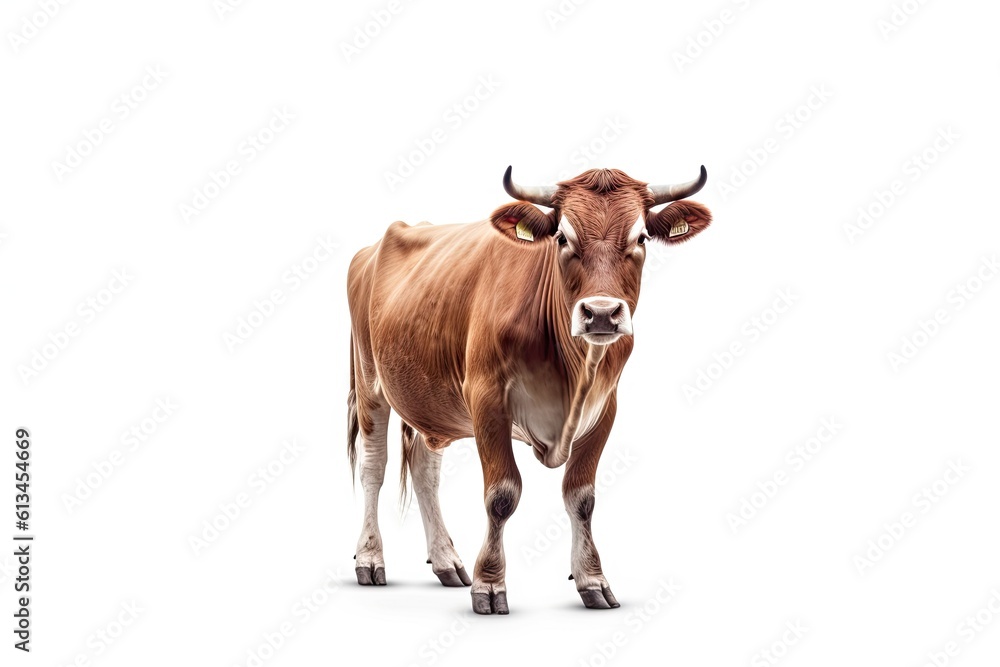 Standing Cow on an Isolated White Background