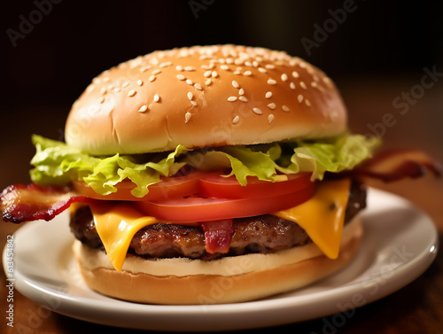 A juicy burger is a delicious sandwich made with a beef patty that is cooked to perfection and seasoned with salt and pepper.Generative AI
