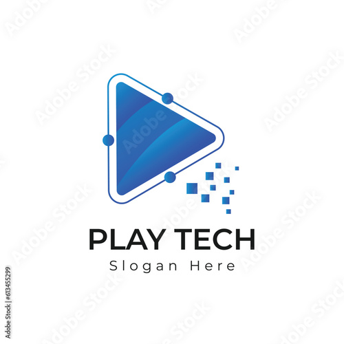 Play Tech logo design vector template