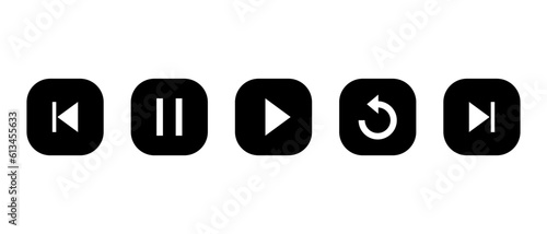 Play, pause, replay, previous, and next track icon vector. Elements of video streaming service