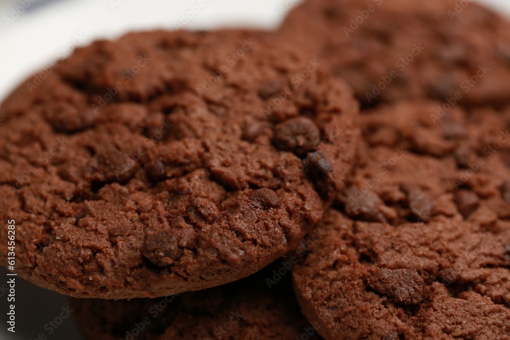 Closeup view of delicious chocolate chip cookies Closeup view of delicious chocolate chip cookies
